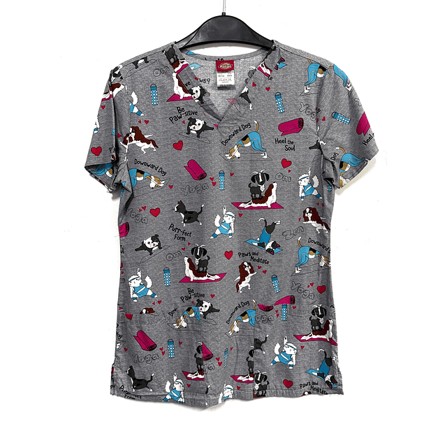 XS- Scrub perritos fondo gris elasticado 