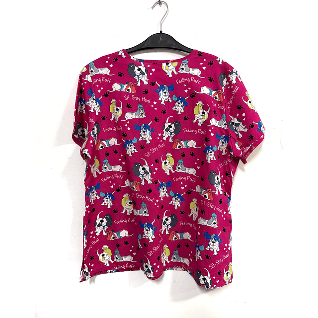 XL - scrub elasticado fucsia perritos 