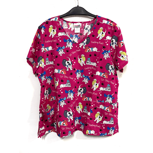 XL - scrub elasticado fucsia perritos 