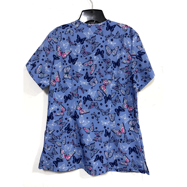 Talla S - Scrub mariposas, fondo celeste elasticado