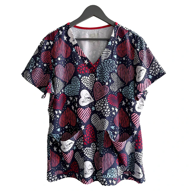 Talla XL Scrub mujer corazones elasticado $9.000