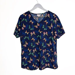 Talla L Scrub mujer azul marino mariposas elasticado $9.000