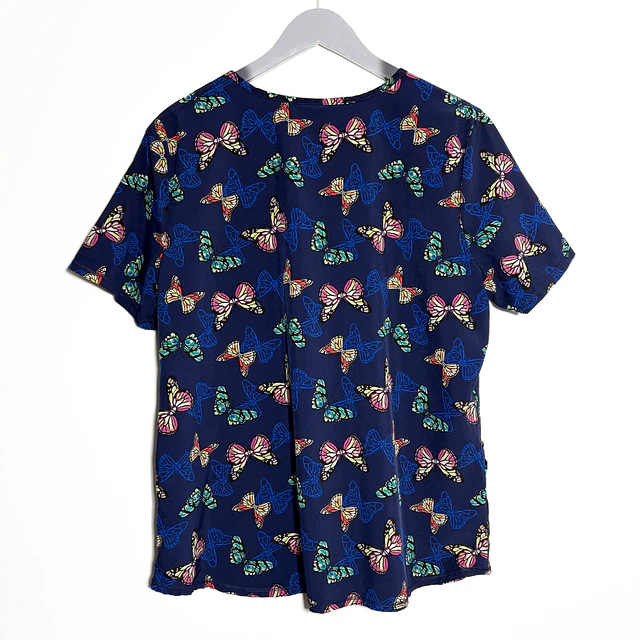 Talla L Scrub mujer azul marino mariposas elasticado $9.000