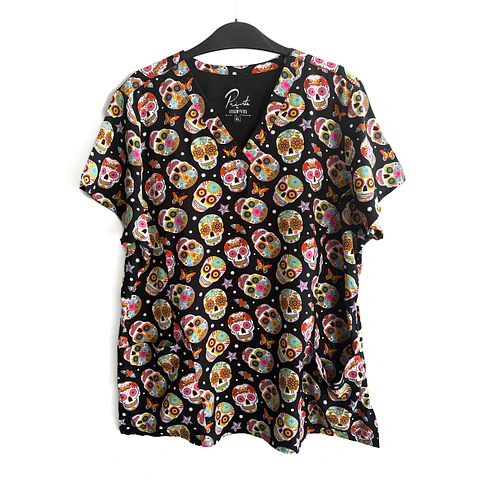 Talla XL Scrub mujer diseño catrinas elasticado $8000