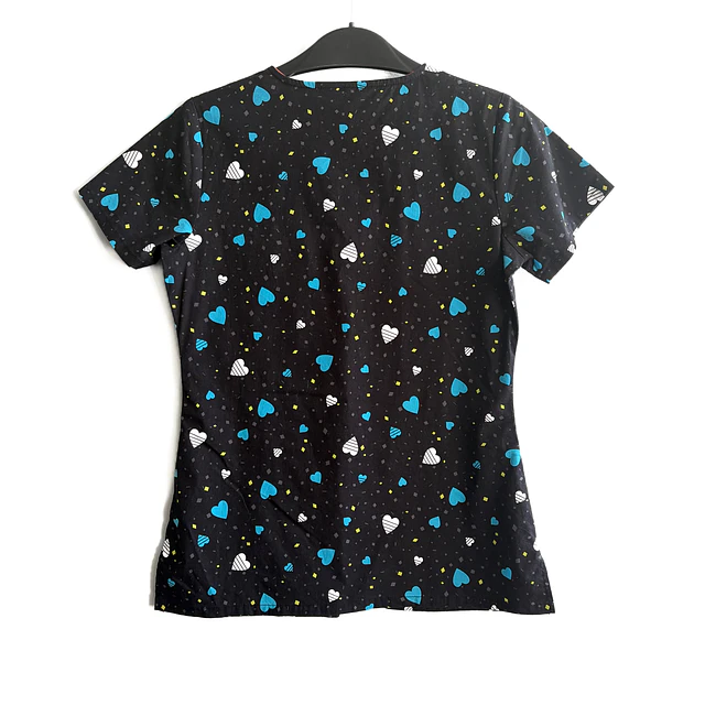 Talla XS Scrub mujer fondo negro corazones elasticado $7000