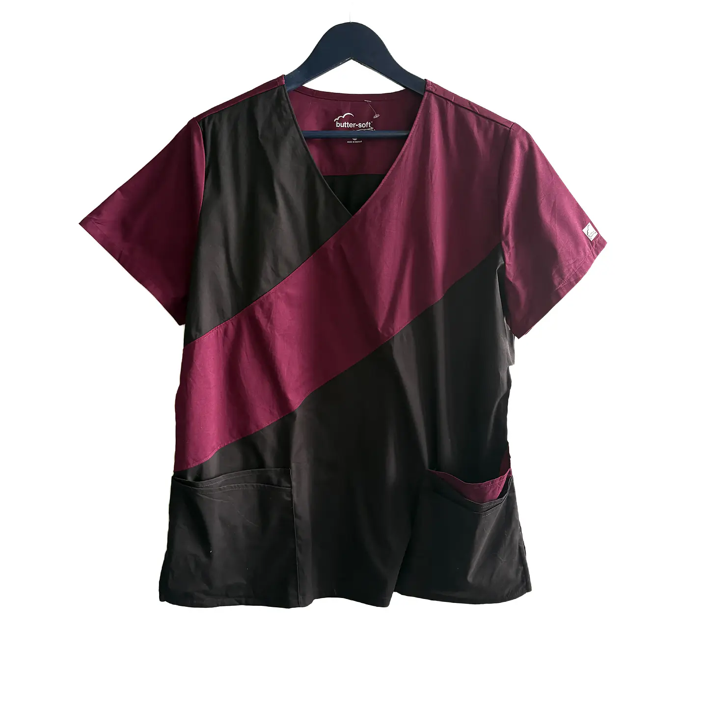 Talla L Scrub mujer burdeo y negro Buttersoft NUEVO  1