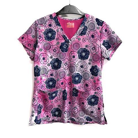 Talla S Scrub mujer rosado flores $8000