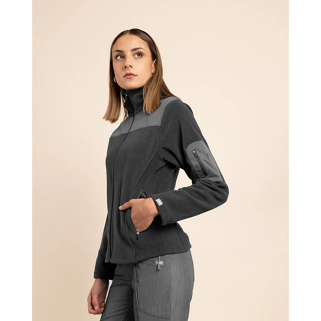 POLAR MUJER MICROFLEECE GRIS