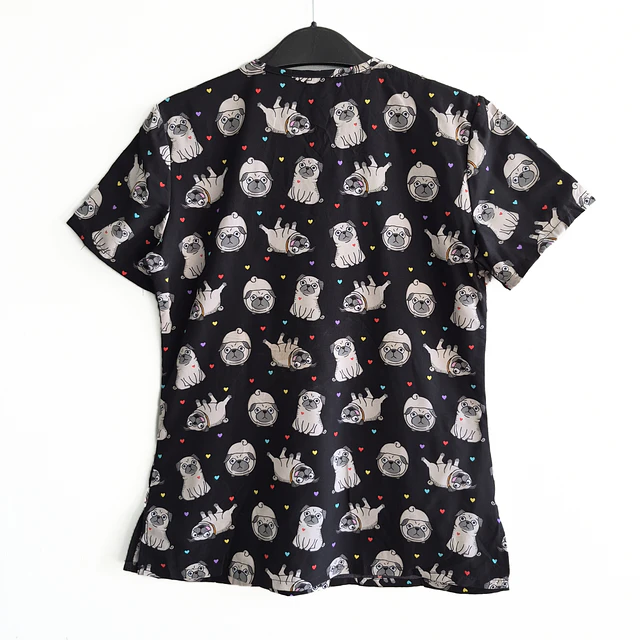 Talla M Scrub mujer diseño perritos pugs elasticado $8000