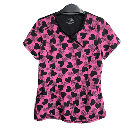 Talla S Scrub mujer elasticado fucsia corazones $8000