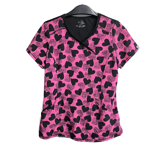 Talla S Scrub mujer elasticado fucsia corazones $8000