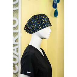 Gorro clínico animal print fondo verde petróleo