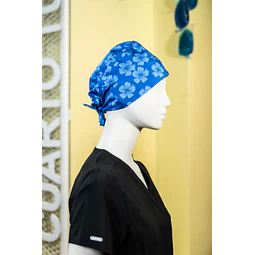 Gorro clínico azul flores