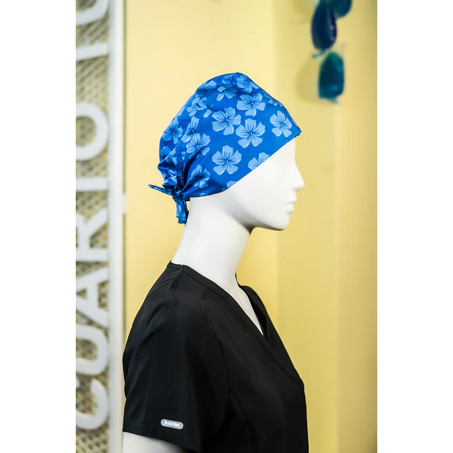 Gorro clínico azul flores