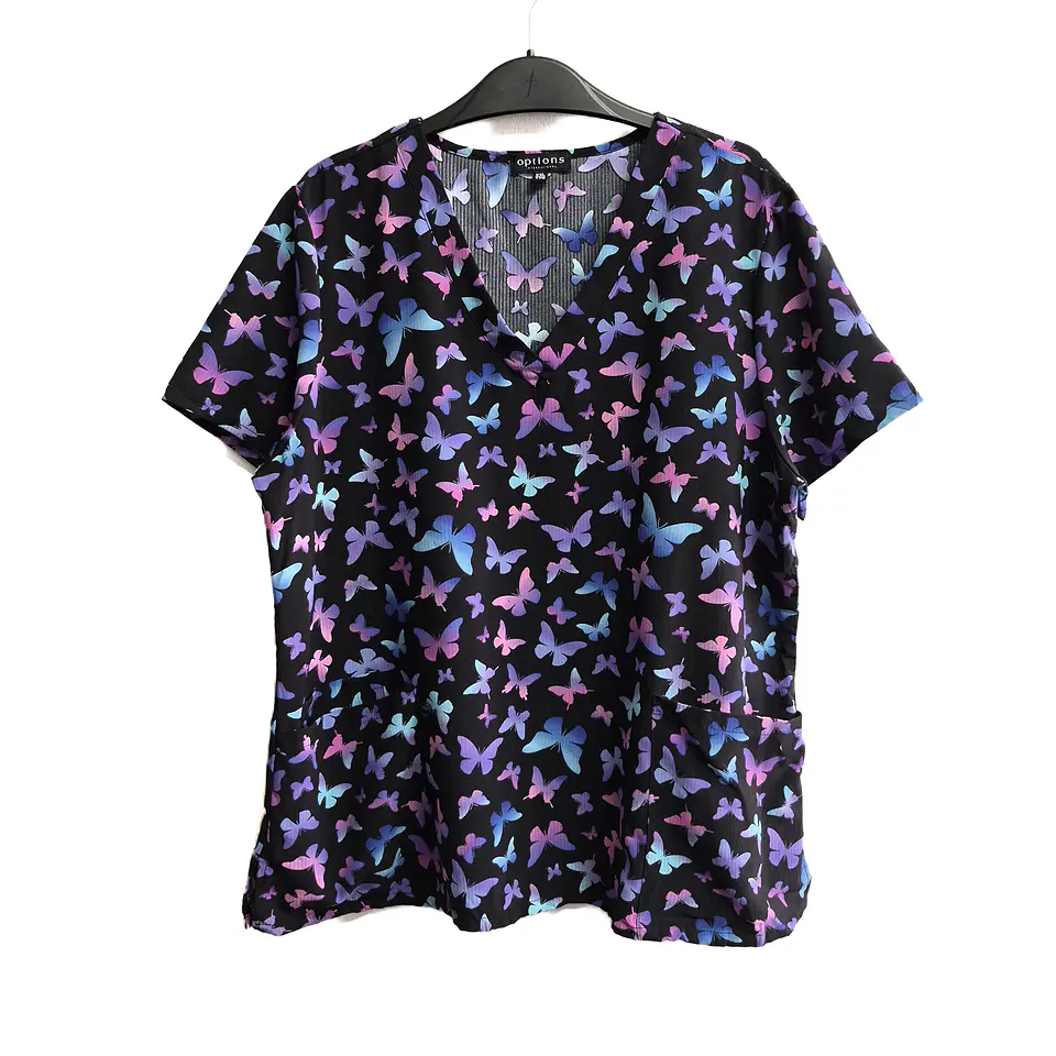 Talla 2XL Scrub mujer diseño mariposas semielasticado $8000 1