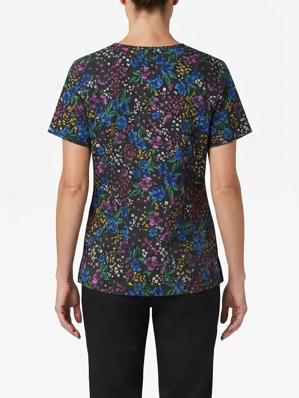 Talla XL Scrub mujer floreado fondo gris semielasticado $8000 2