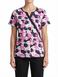 Talla L Scrub mujer flores azul marino y rosado elasticado $8000 - Miniatura 1