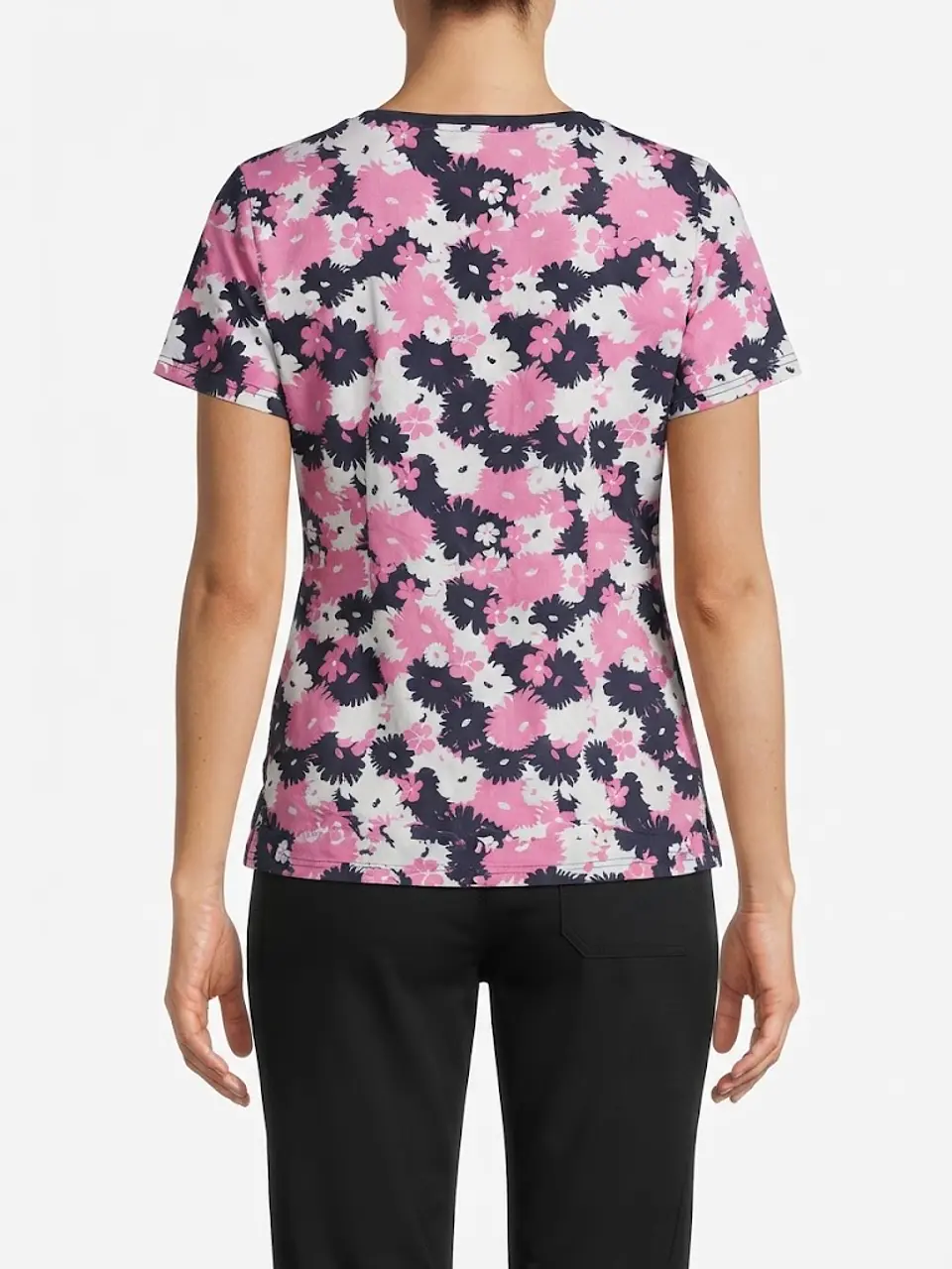 Talla L Scrub mujer flores azul marino y rosado elasticado $8000 2