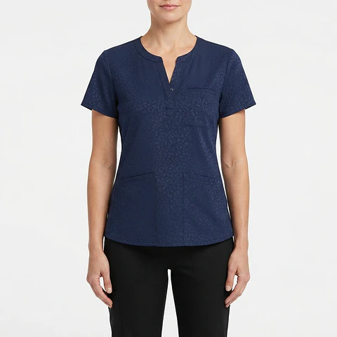Talla XS Scrub mujer azul marino textura animal print elasticado antifluido $8000