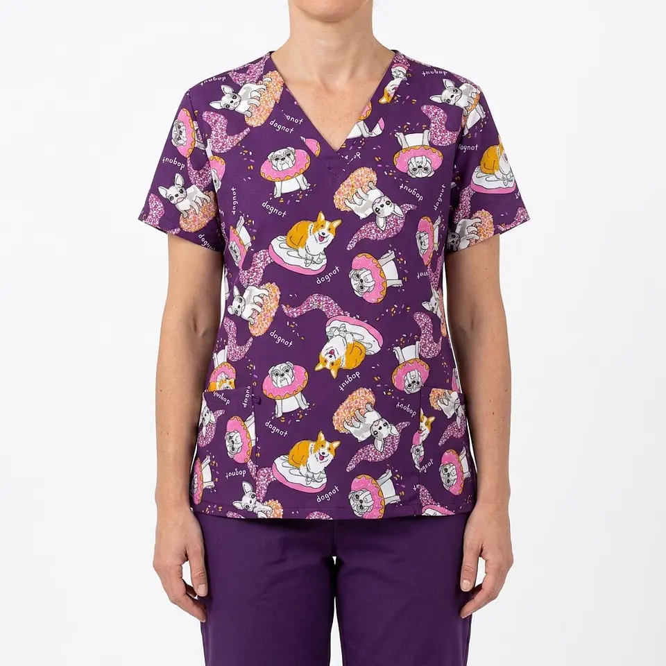 Talla XL Scrub mujer semielasticado diseño perritos $8000 1