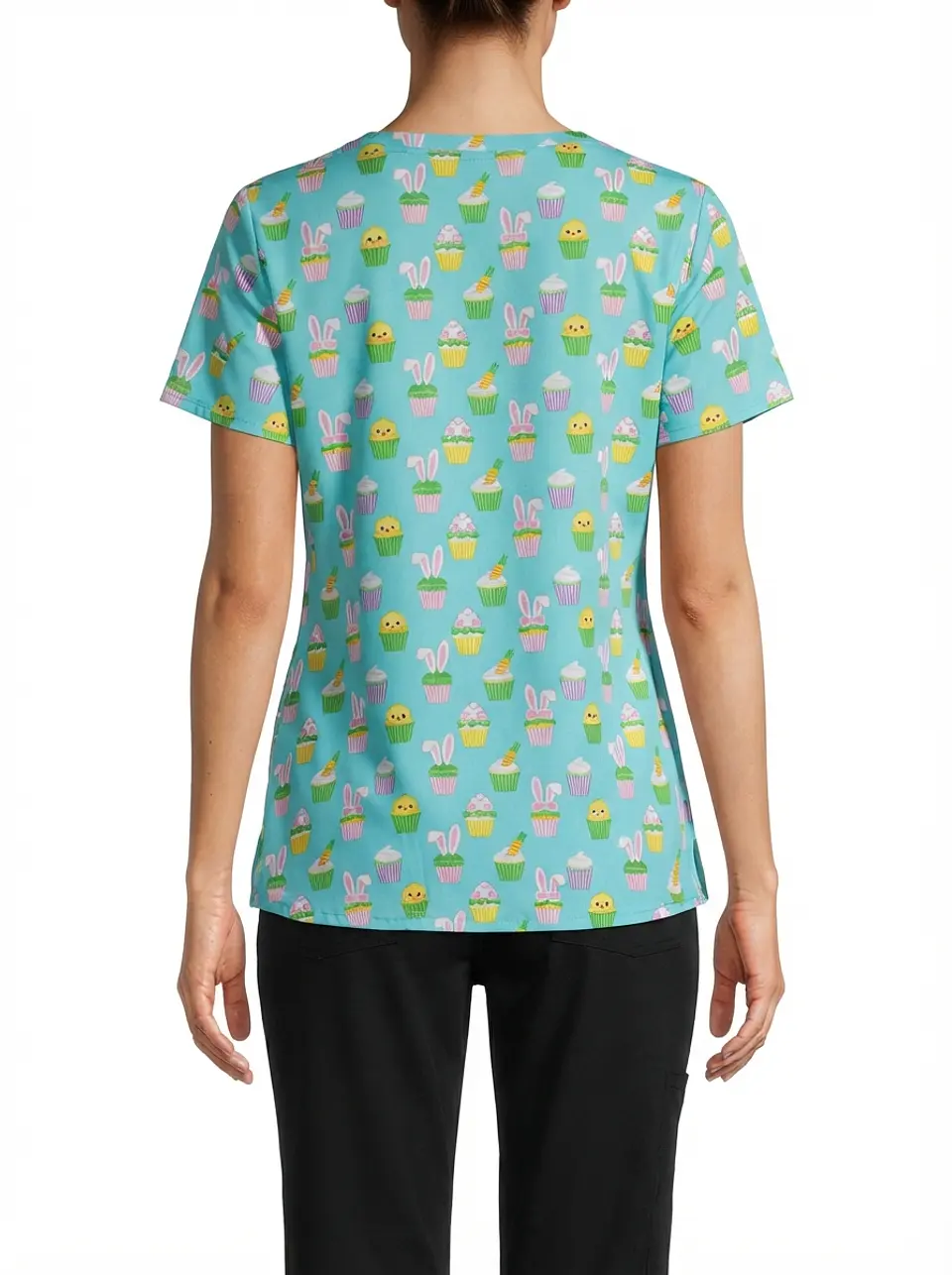 Talla S Scrub mujer diseño pollitos fondo celeste elasticado MAEVN  2