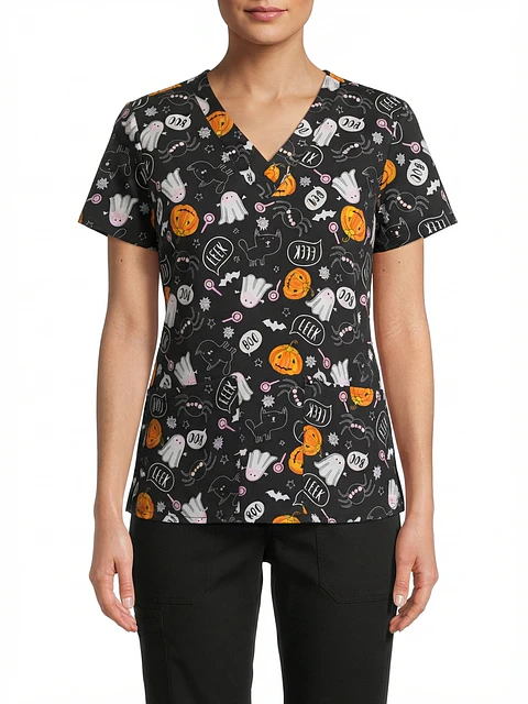 Talla S Scrub fantasmas y calabazas elasticado Medcouture NUEVO $12.000