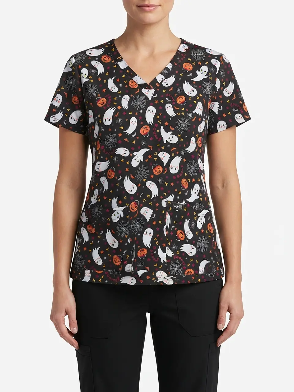 Talla M Scrub fantasmas y calabazas KOI elasticado $10.000 1