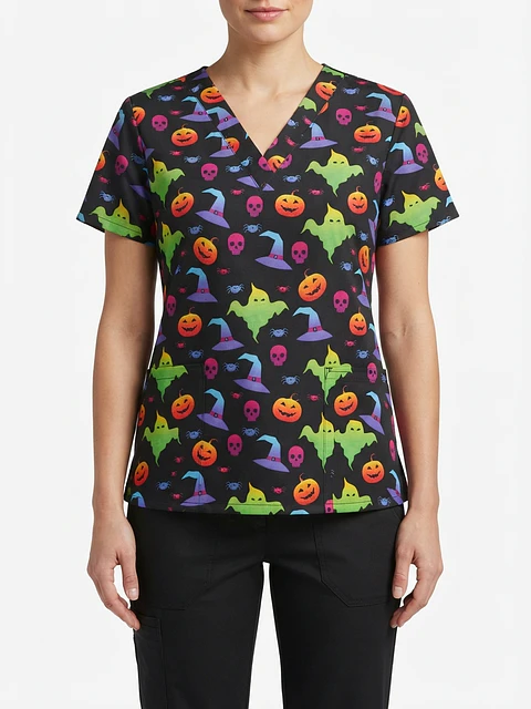 Talla M Scrub diseños halloween elasticado 