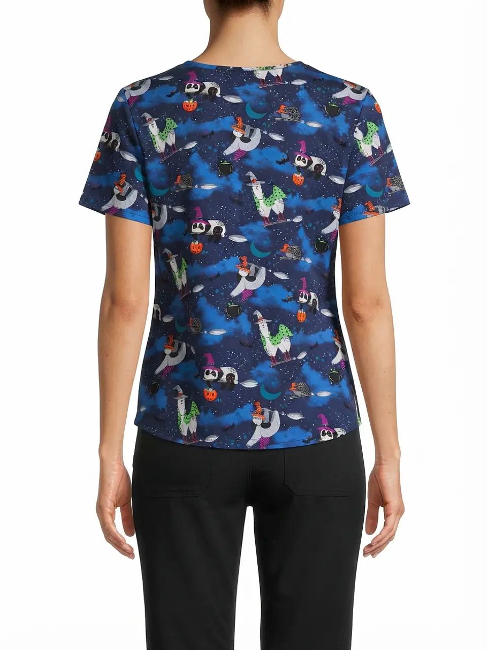 Talla L Scrub diseño llamas y pandas halloween elasticado  2