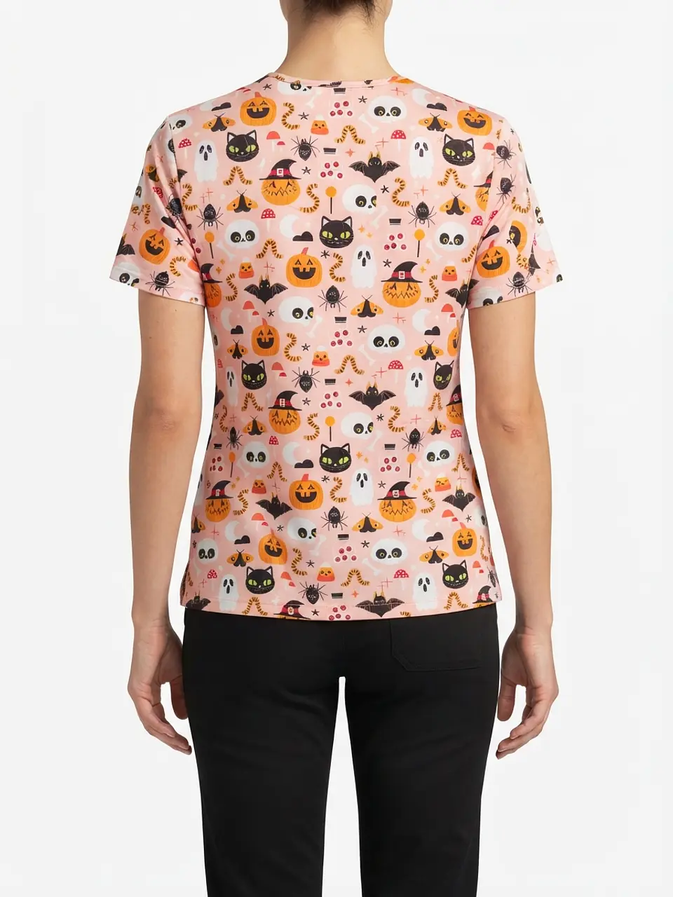 Talla L Scrub diseño gatos y calabazas elasticado $10.000 2