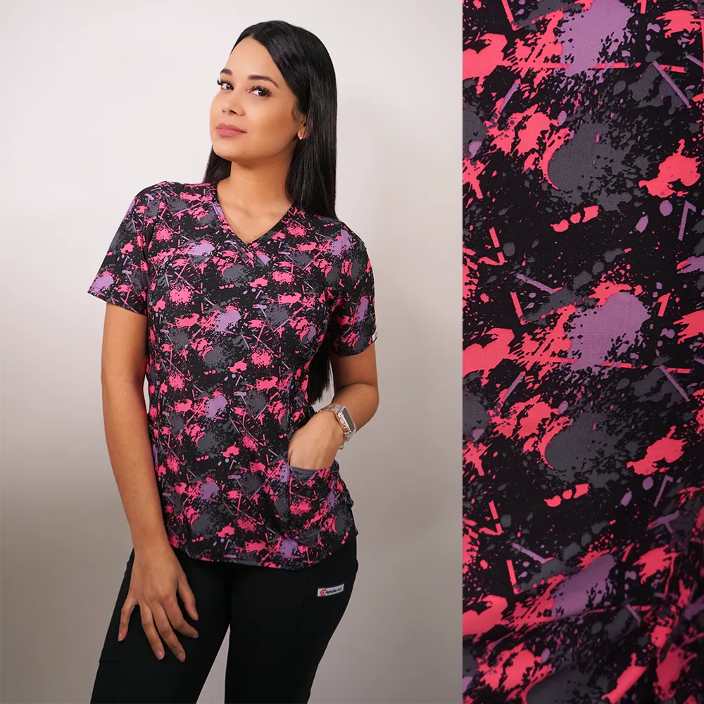 Scrub elasticado Ripholia diseños fucsia