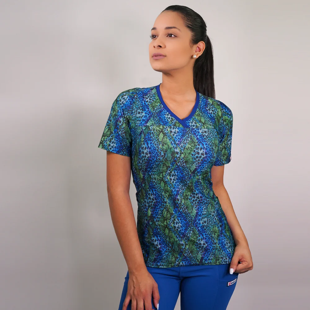 Scrub elasticado Ripholia print azul rey