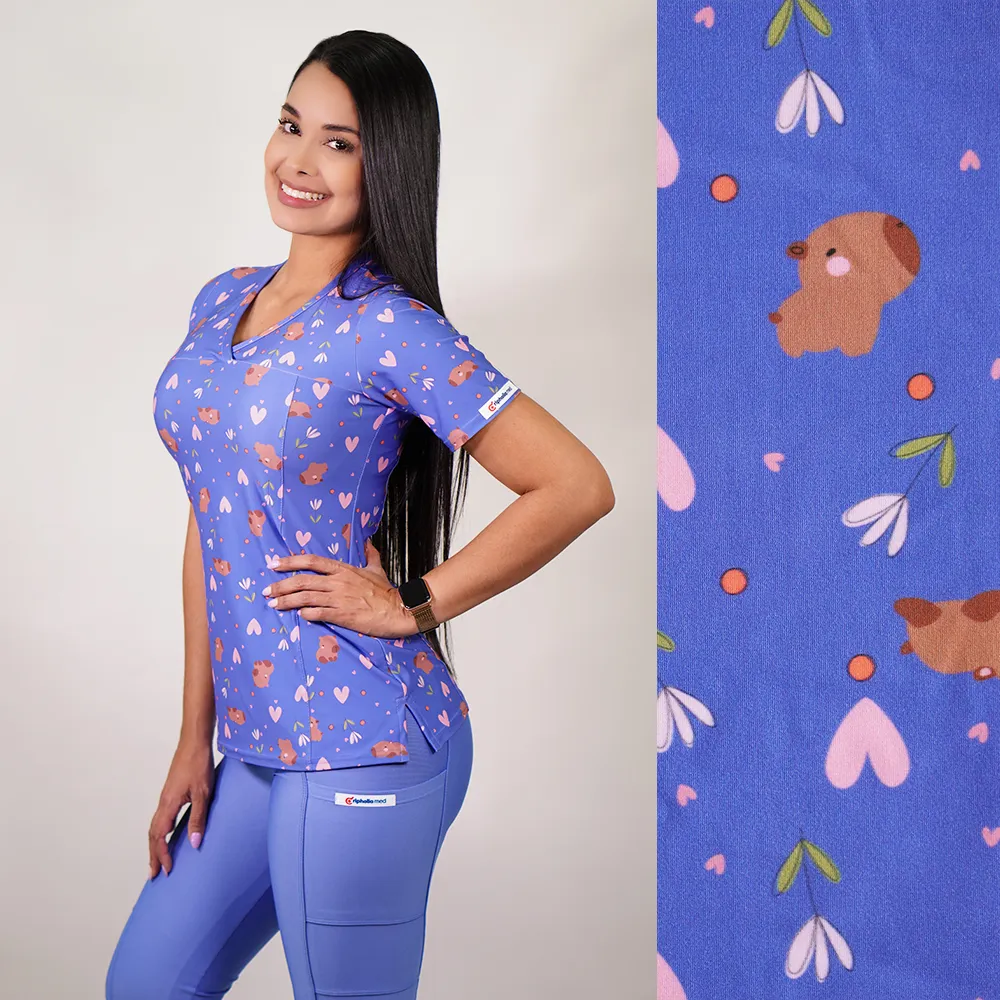Scrub elasticado Ripholia estampado capibaras