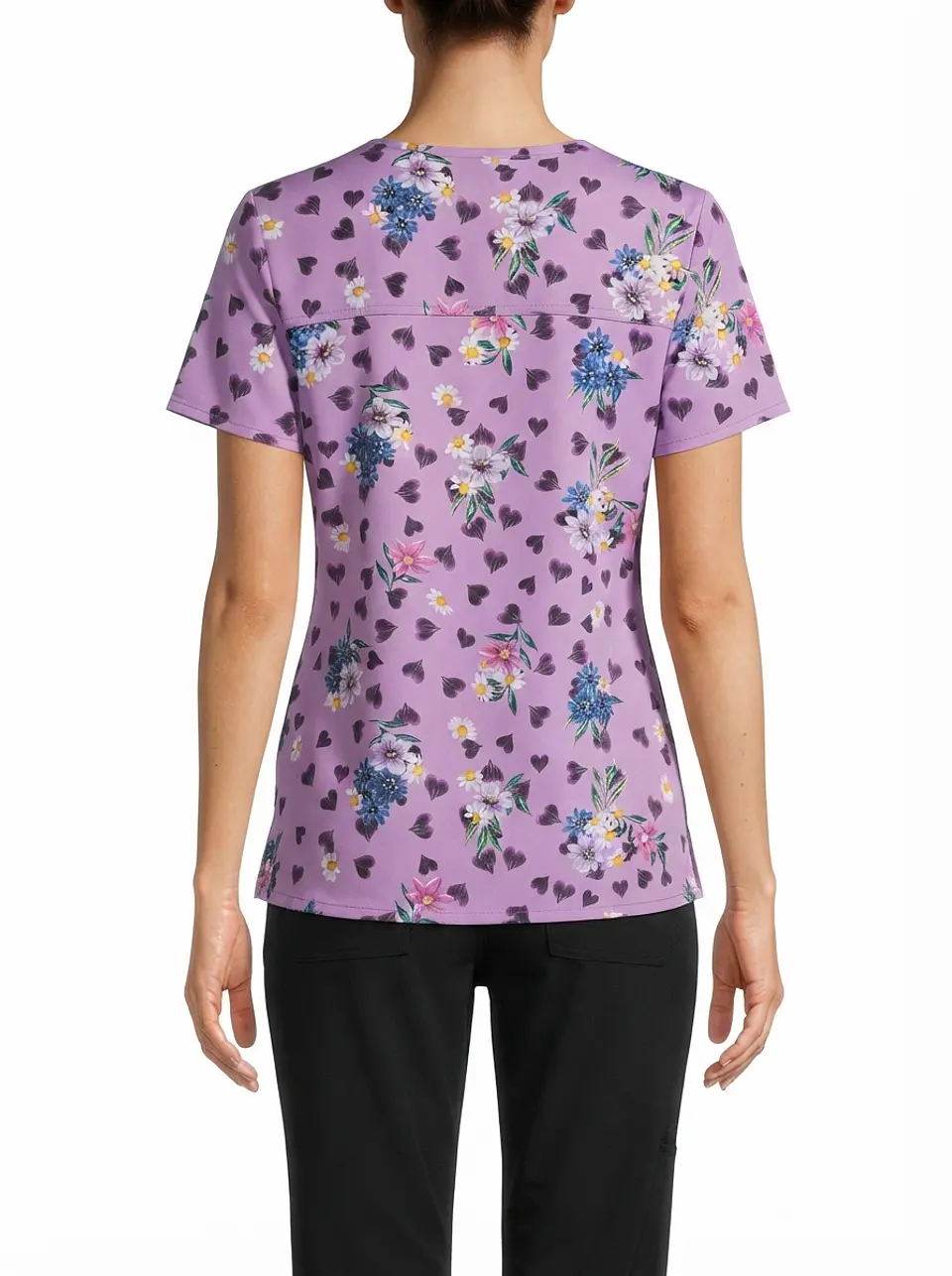 Talla M Scrub morado Cherokee diseño corazones y flores $10.000 2