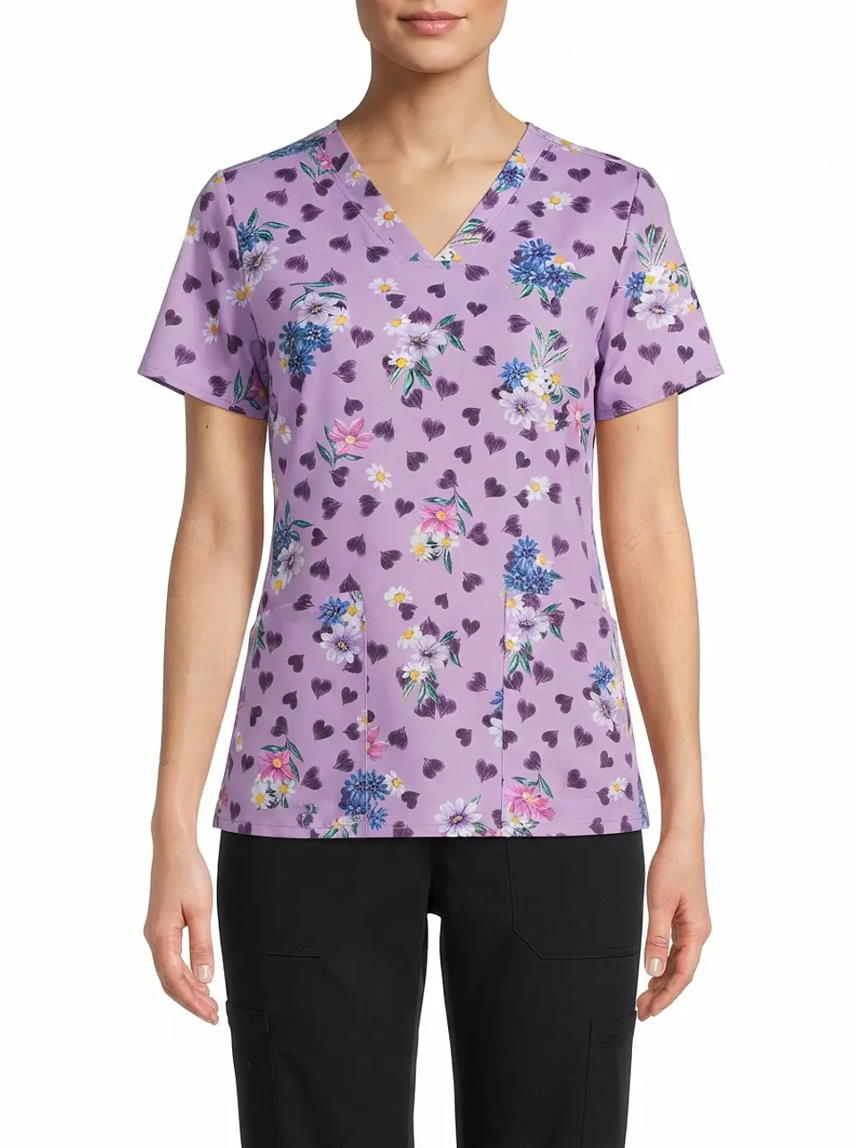 Talla M Scrub morado Cherokee diseño corazones y flores $10.000 1