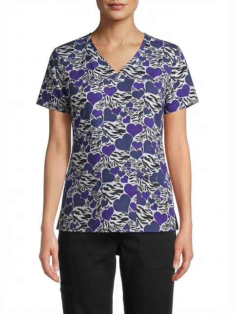 Talla L Scrub azul rey diseño corazones elasticado $9000