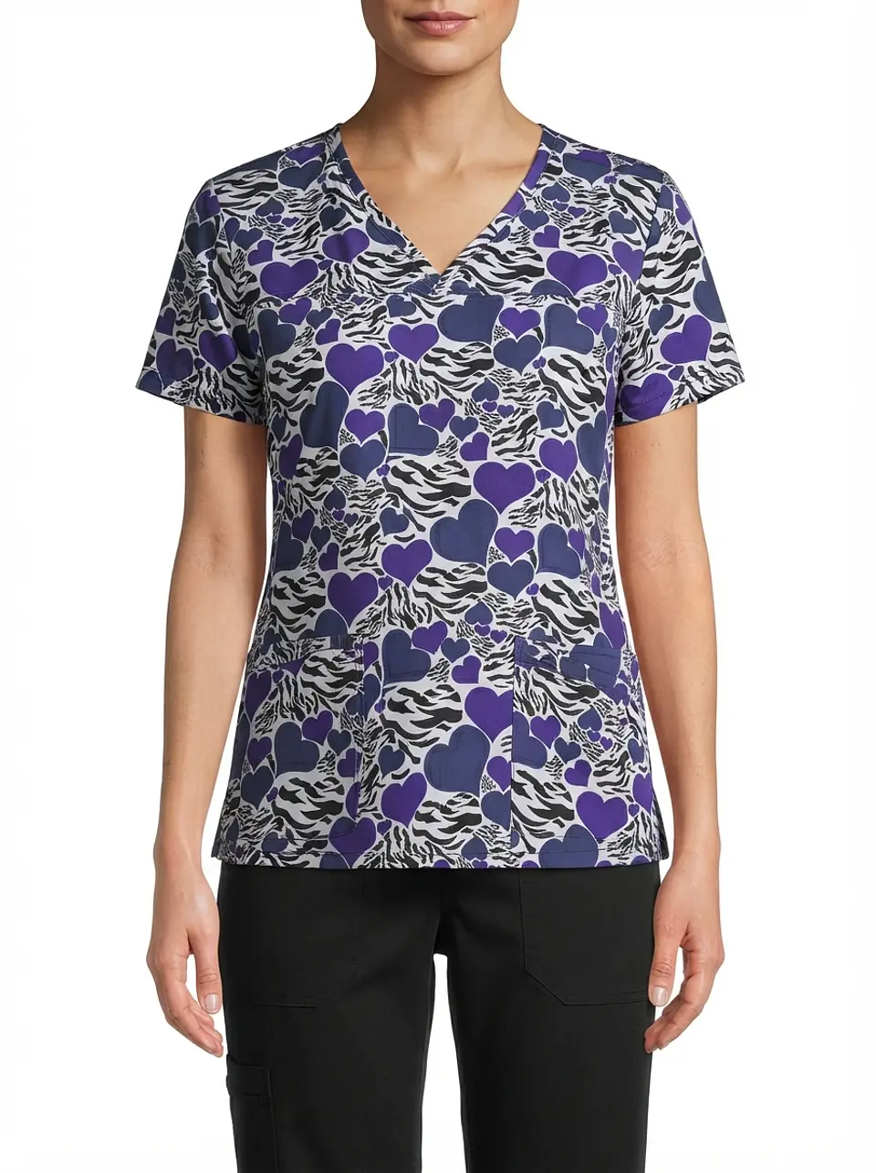 Talla L Scrub azul rey diseño corazones elasticado $9000 1