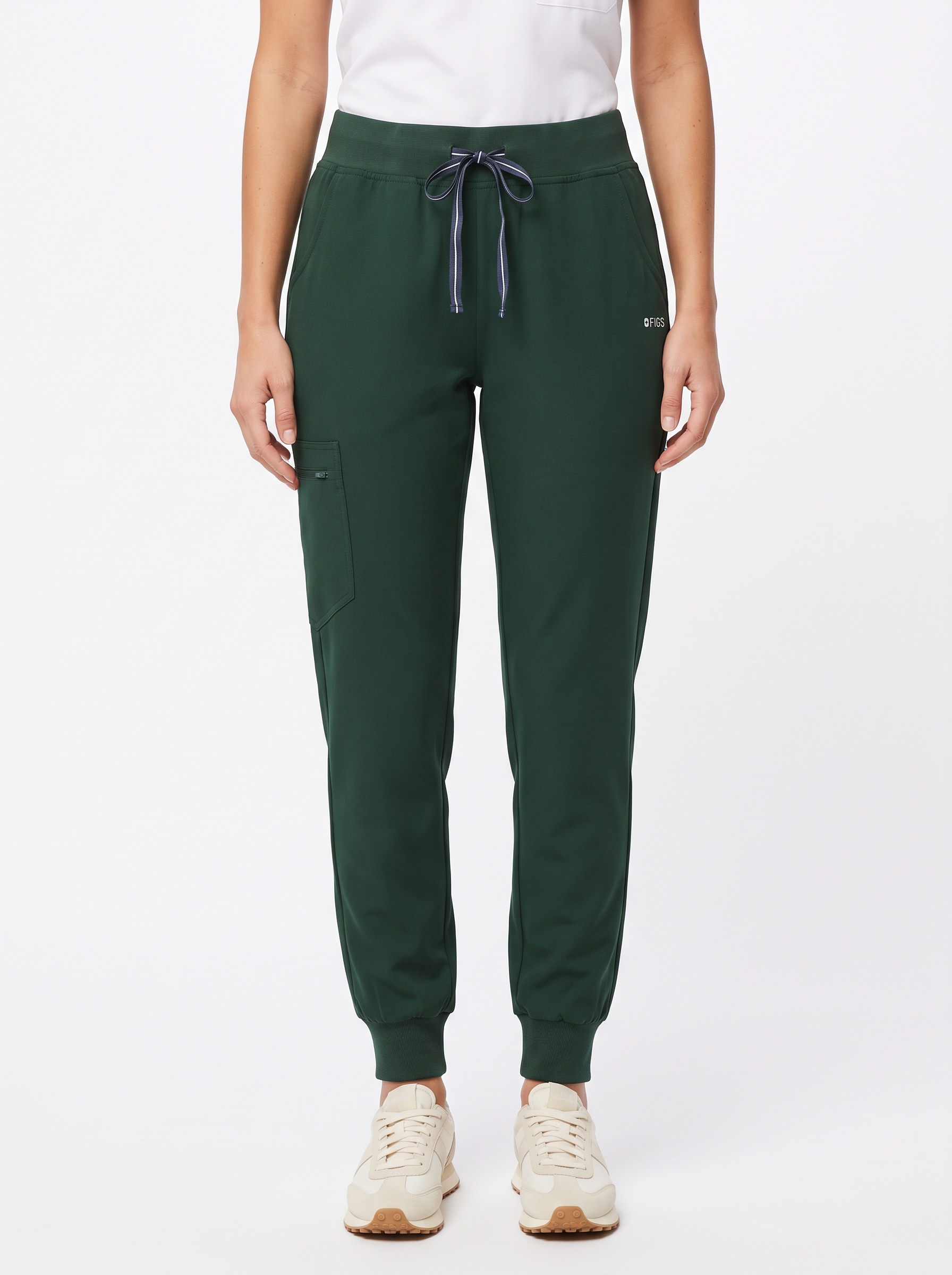 Talla L Pantalón mujer verde oscuro Figs semielasticado $10.000