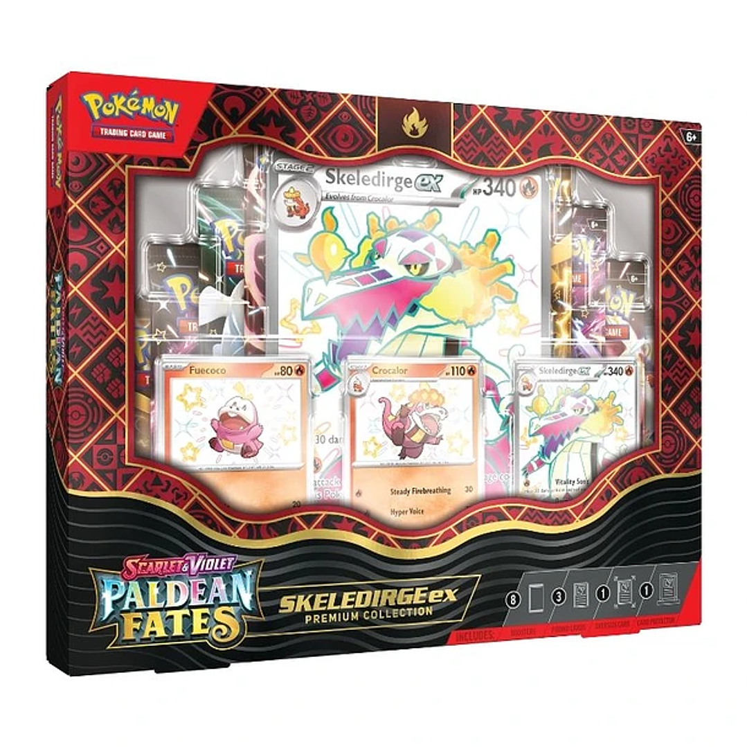 Pokémon TCG: Scarlet & Violet—Paldean Fates Premiun Collection Skeledirge EX Español 1