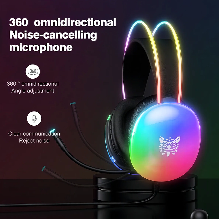 Auriculares Gamer Onikuma X25 RGB con Micrófono Cancelación de Ruido PC y Consolas 9