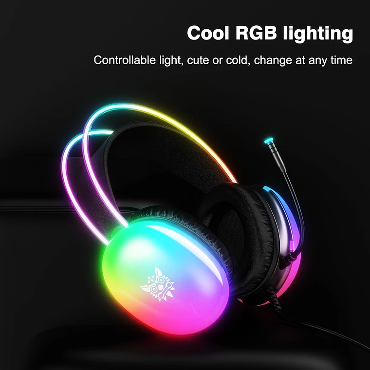 Auriculares Gamer Onikuma X25 RGB con Micrófono Cancelación de Ruido PC y Consolas 8