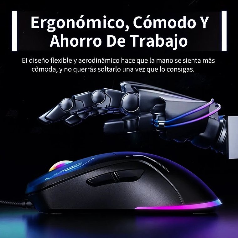 Mouse Gamer Onikuma CW917 3600 DPI Óptico RGB con 6 Botones USB 4