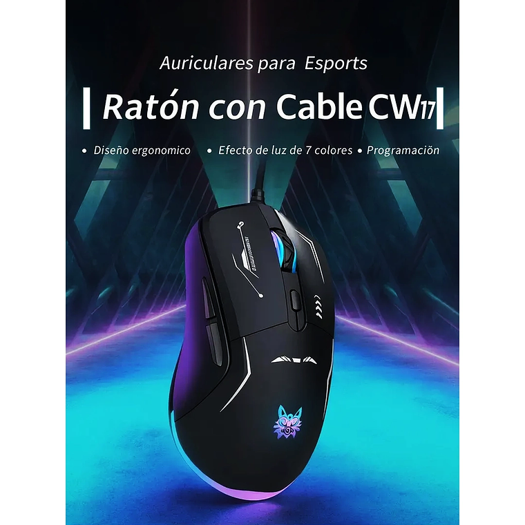 Mouse Gamer Onikuma CW917 3600 DPI Óptico RGB con 6 Botones USB 6