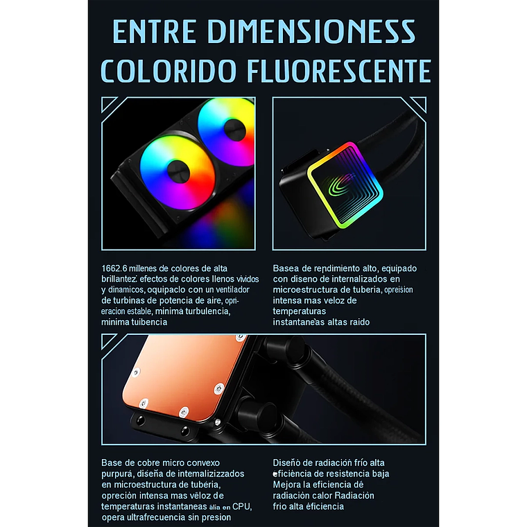 Refrigeración Líquida Cubinexus X360 360mm RGB Triple Ventilador AIO para PC Gamer 5