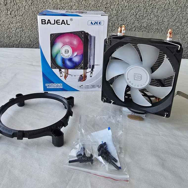 Fan Cooler Disipador CPU RGB Bajeal A200 Base de Cobre 2000RPM 48CFM 6