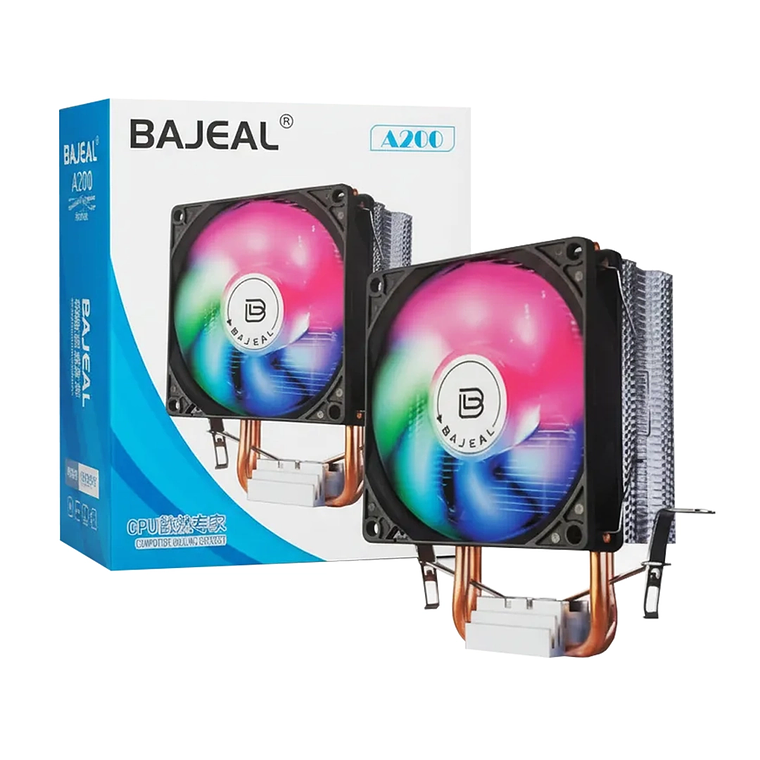 Fan Cooler Disipador CPU RGB Bajeal A200 Base de Cobre 2000RPM 48CFM 1