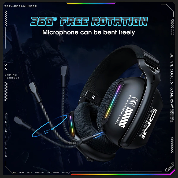 Audífonos Gamer GT808 Tri-Mode Inalámbricos RGB - PS5, PC y Consolas 11