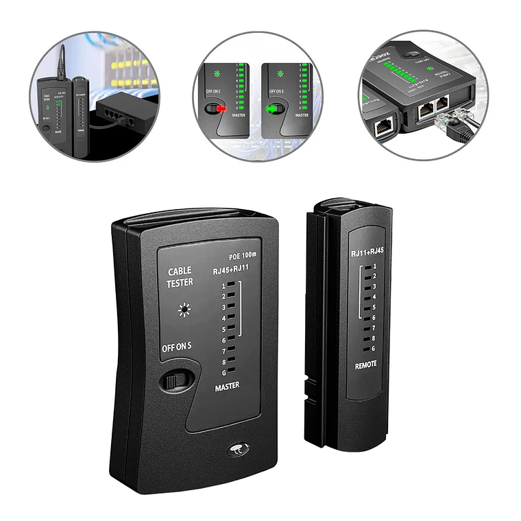Tester de Cables RJ45 RJ11 Inalámbrico con LED y Prueba PoE 60V 2