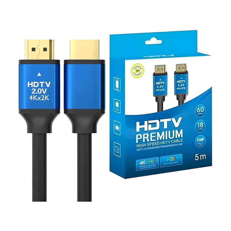 Cable HDMI 2.0 Premium 4K Ultra HD 3D 60Hz 2160p Conectores Oro 4