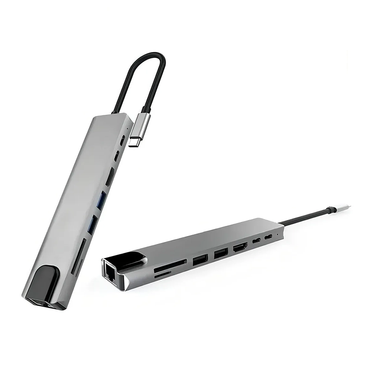 Hub USB Tipo C 8 en 1 Docking Station HDMI 4K RJ45 SD/TF PD 87W 2